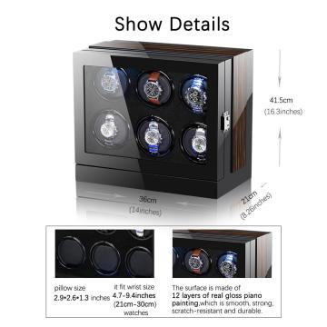 Six Rotations Watch Winder Box With LED Light
