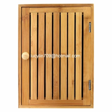 Bamboo Wall Mounted Key Box & Brackets Cupboard Hooks Holder Storage Cabinet