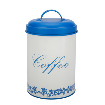 White and blue tea sugar canister set