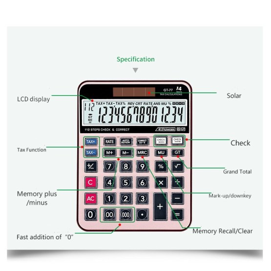 112 Steps 14 digit Desktop Calculators