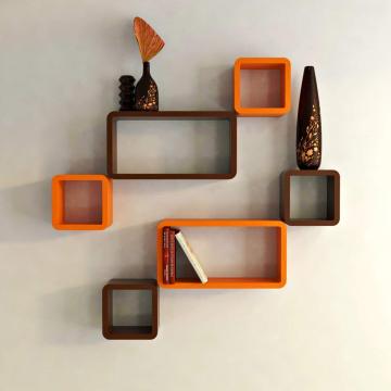 Wall Shelf Set of Six Cube Rectangle Designer Wall Rack Shelves