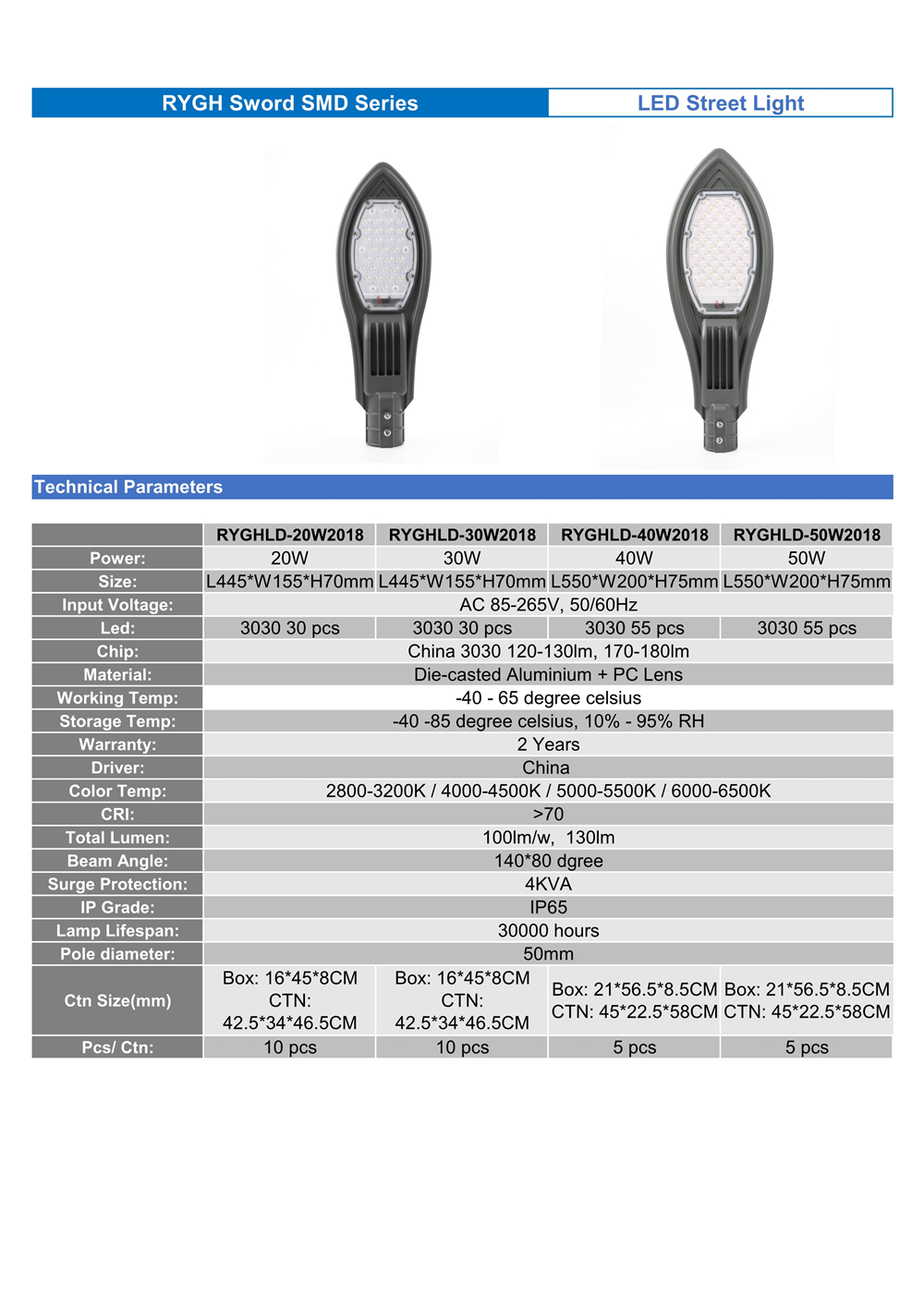 Sword SMD LED Street Light