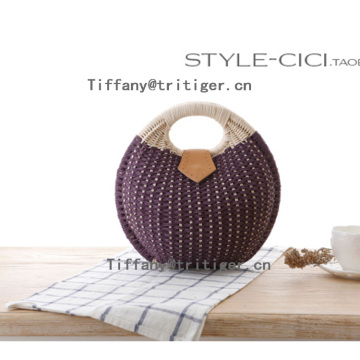 Summer customized Rattan handbags woven women round rattan bag