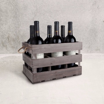 Rustic Wood 6 Bottle Crate Wooden 6 Wine Bottle Holder