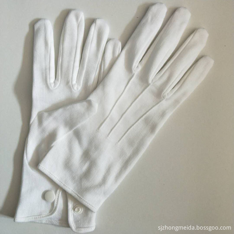 White Cotton Snap Gloves For Police 4