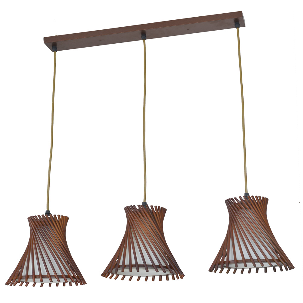 3 Light Wood Pednat Lamp