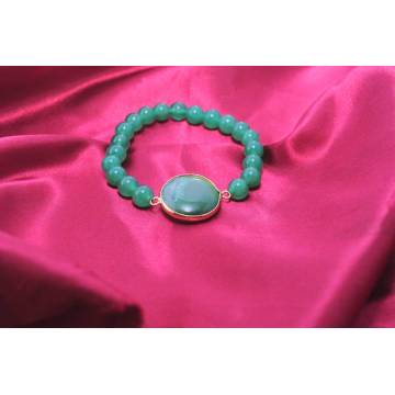 Green Aventurine Bracelet with Agate Pendant Piece Gemstone jewelry
