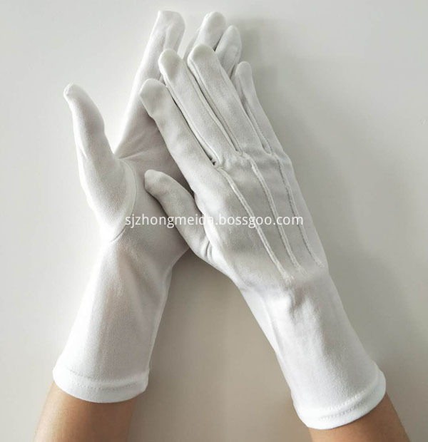 Military Parade White Nylon Gloves