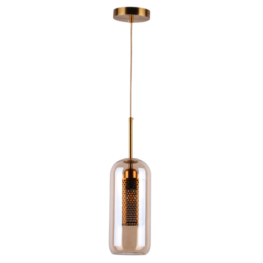Modern Amber Color Glass With metal Pendant Lamp