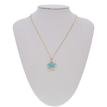 Wrapped Gold turquoise seastar pendant