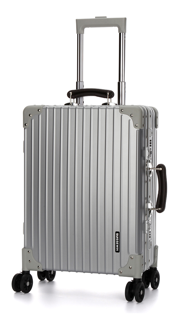 Great intensity scratch-resistant silver suitcase