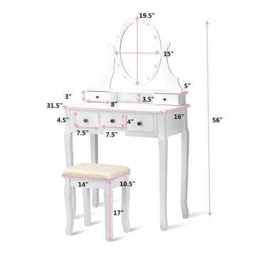 Muti-Functional Wooden Writing Desk LED light vanity dressing table