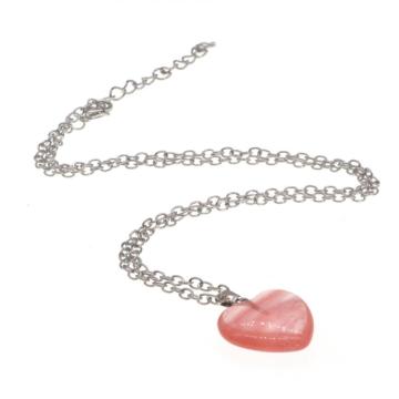 Cherry Quartz Heart Beads Pendant Women Necklace