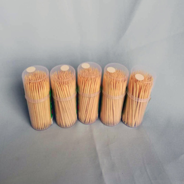 High Quality Hygienic Bamboo Toothpick Small Round Bottle