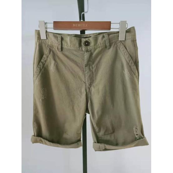 khaki twill scratch turn up hem men's shorts