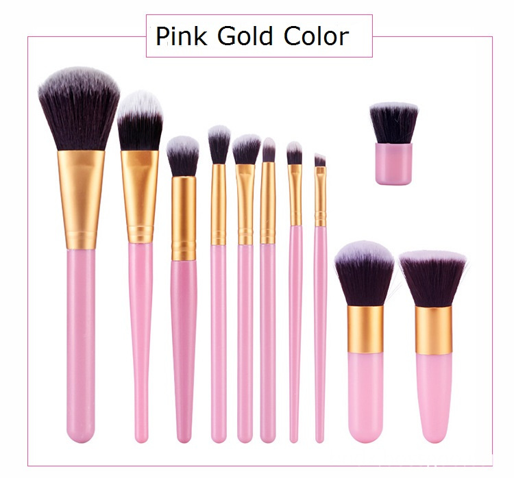 Pink Gold Makeup Brush Set Color