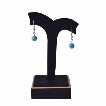 Turquoise 8MM Bead Earring with 925 Silver