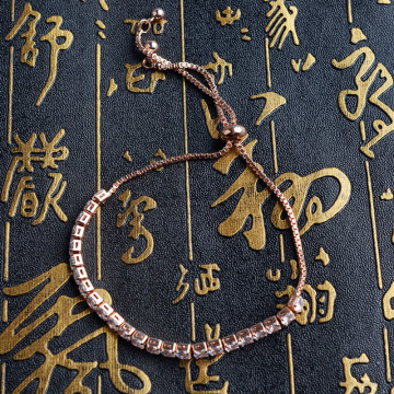 Women Fine Long Chain Zircon Bracelet Adjustable Chain Bracelet