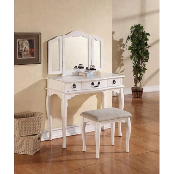 Tri Folding Mirror Wood Bathroom 3 drawers Vanity hotel dresser