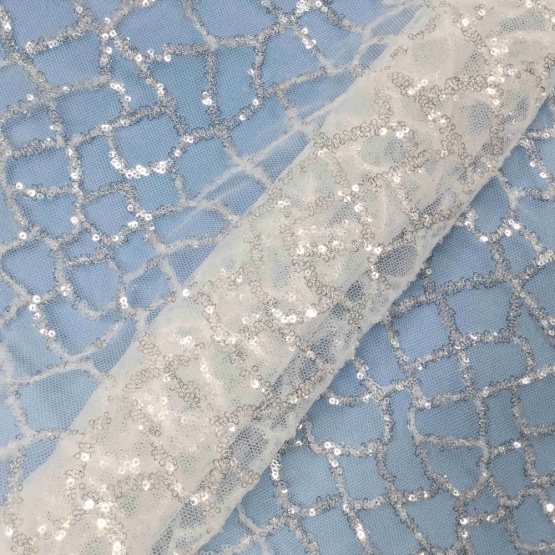 Wedding Dress Lace Fabric Silver Sequin Lace