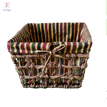 Handmade laundry basket corn husk weaving hemp rope storage baskets