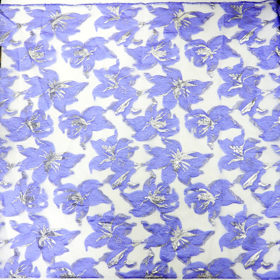 Blue Purple Floral Mesh Jacquard