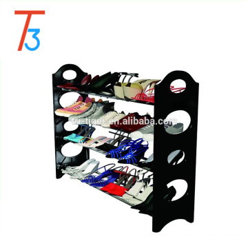 4 tier stackable plastic folding shoe rack