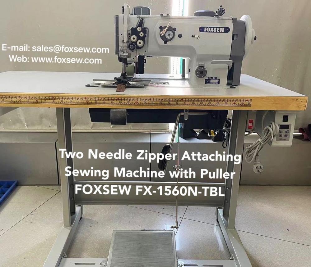 Two Needle Zipper Attaching Sewing Machine With Puller For Sofa Furniture Foxsew Fx 1560n Tbl