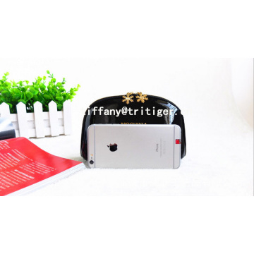 Promotional Travel Pouch Bag/Makeup Bag/black Shiny PU Cosmetic Bag for Ladies