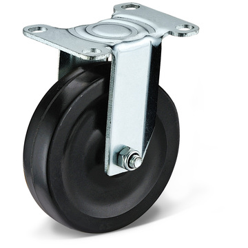 Light Duty Flat Plate Rigid Black Rubber Wheel Caster