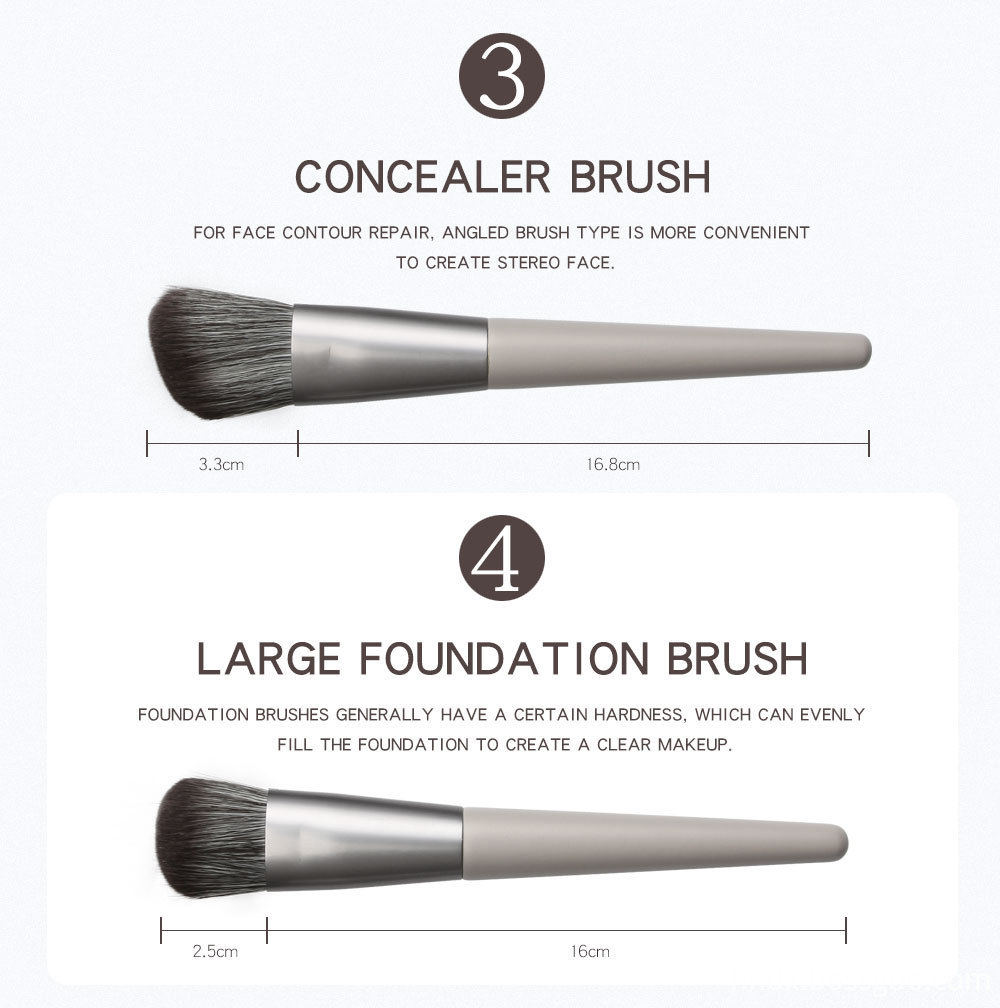 12 Pieces Cane Grey Makeup Brushes Suit 6