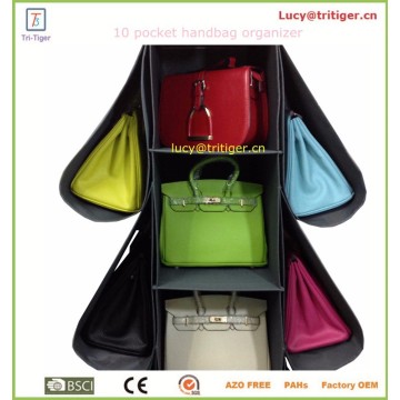 10 pocket 600D polyester Purse hanging handbag organizer