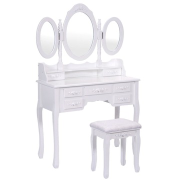Vanity Set Tri-folding Mirror Make-up Dressing Table