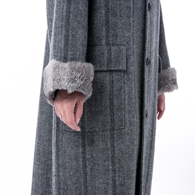Grey fashionable cashmere overcoat