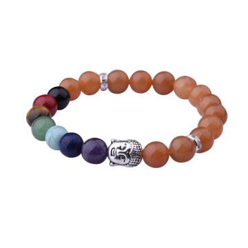 7 Chakra Gemstone Beads Buddhism & Buddha Alloy Red Aventurine Bracelet