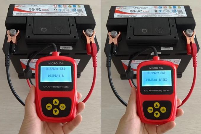 battery tester in use