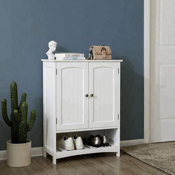 Free Standing Bathroom Cabinet with Adjustable Shelf Kitchen Cupboard Wooden Entryway Storage Cabinet White