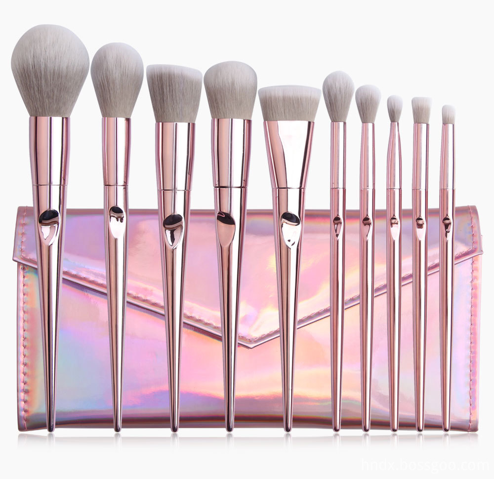 10 Piece Rose Gold Makeup Brushes Set 4