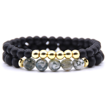 Black Onyx Matte Bracelet 8mm Beads Natural Stone