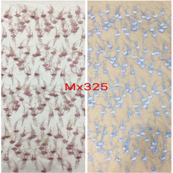 Feather Pearl Lace Embroidered Net Fabric for Dress