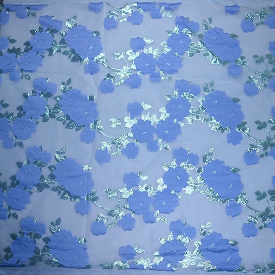 Green Blue Floral Jacquard Brocade for Dress