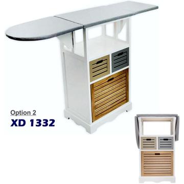 Home furniture wooden cabinet with wooden drawers, foldable ironing board
