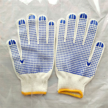 String Knit with rubber dots cotton knitted gloves