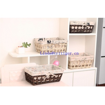 Corn husk straw woven organizer storage basket