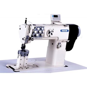 Direct drive post bed double needle compound feed sewing machine