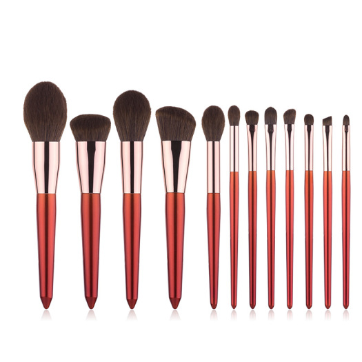 12 Pcs red makeup brush set