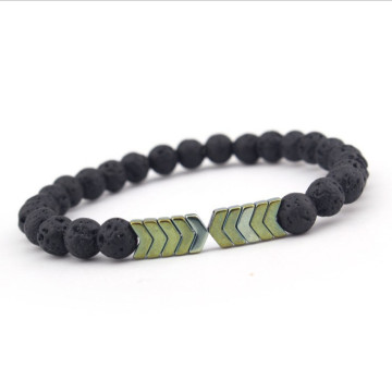 Black lava volcanic stone arrow fashion bracelet bracelet.