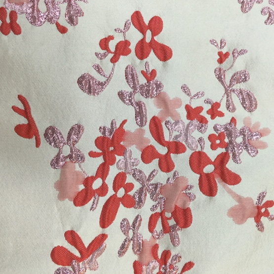 Red Wine Flower Print Jacquard Farbic