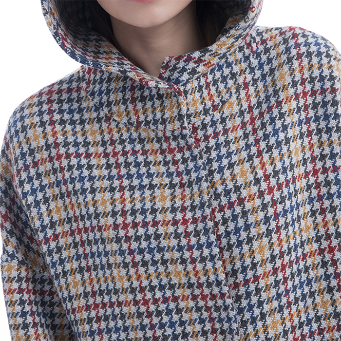 Coloured checked cashmere collar for winter wear