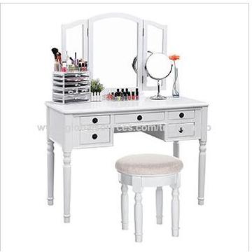 Professional 5 drawers Makeup Mirror Modern Dresser French Mirrored-table
